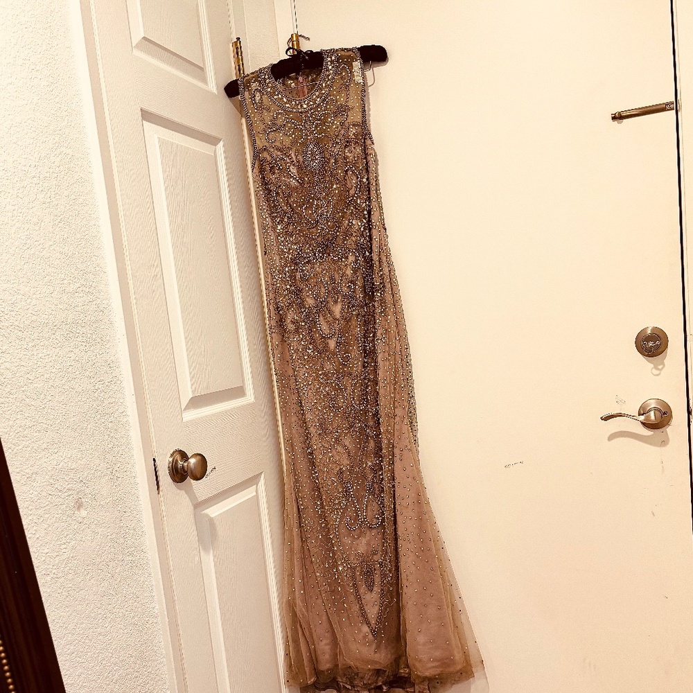 Vintage Couture Gala Gown Stunner FULLY hand-beaded with thousands of crystals!